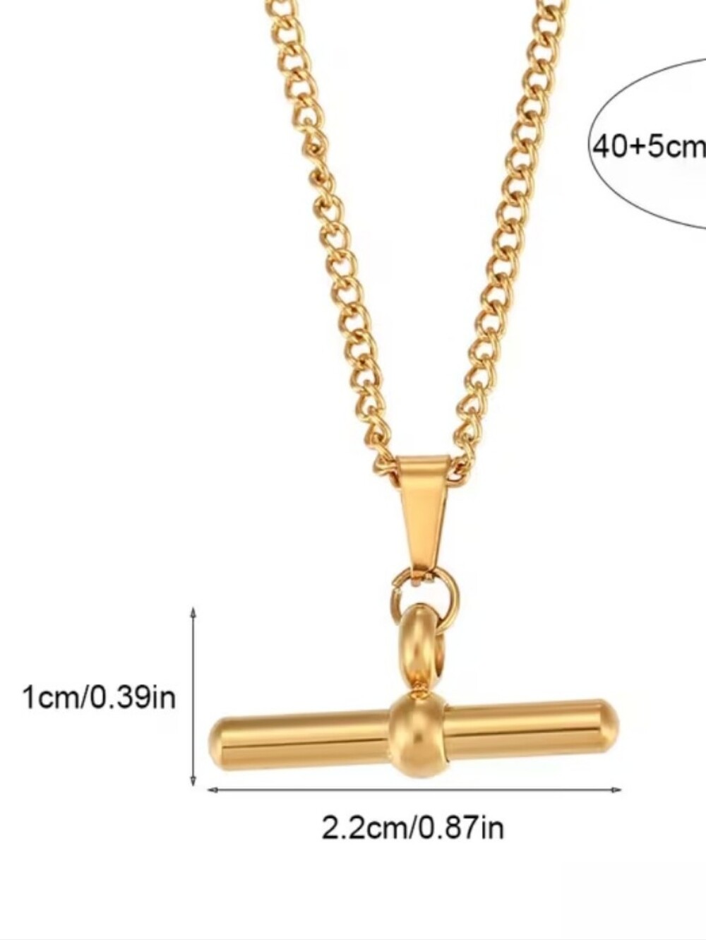Gold T-Bar Pendant Necklace for Women